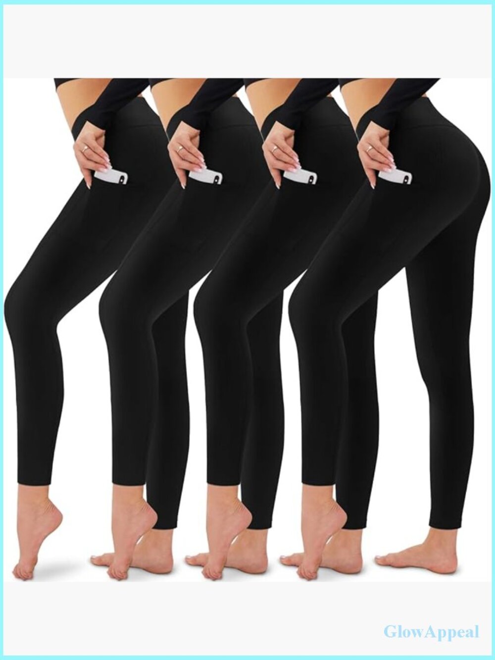 High Waisted Tummy Control 4 Pack Yoga Leggings Workout Gym
